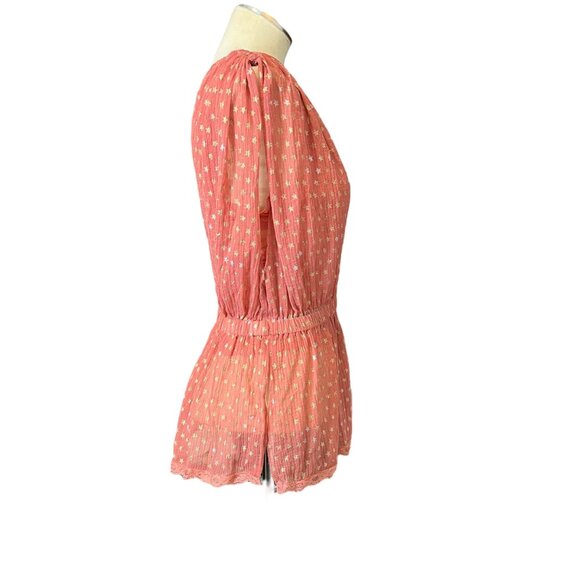 Free People Top XS Mauve Star Print Sleeveless Semi Sheer Blouse Sz Extra Small - Picture 3 of 10